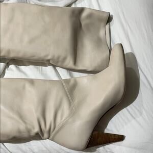 Delman 8 cream all leather heel boot guc vintage